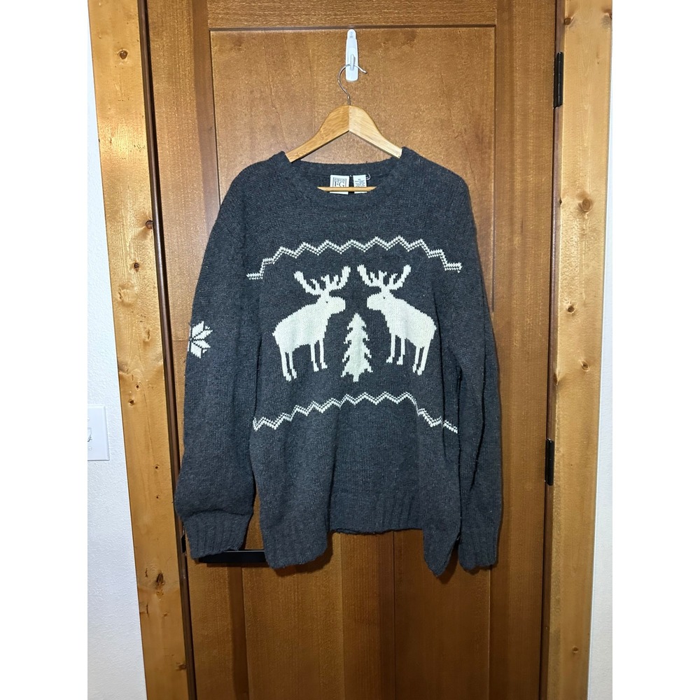 Field Gear Moose Sweater‎ Mens XL Gray Lambswool Blend Nordic Cabin Knit